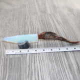 Goat Horn Handle Opalite Blade Ornamental Knife #9763     Mountain Man Knife