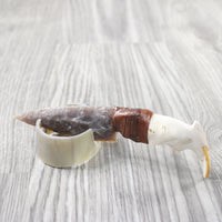 Beaver Jaw Handle Stone Blade Ornamental Knife #82955    Mountain Man Knife