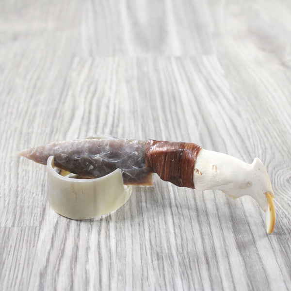 Beaver Jaw Handle Stone Blade Ornamental Knife #82955    Mountain Man Knife