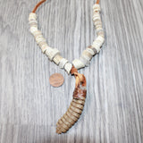 Very Very Large Rattlesnake Rattle Plus Antler Bead  Necklace  # 4963   Mountain Man Necklace