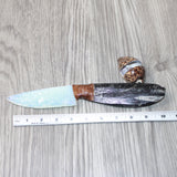 Orthoceras Fossil Handle Opalite Blade Ornamental Knife #0963     Mountain Man Knife