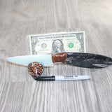 Orthoceras Fossil Handle Opalite Blade Ornamental Knife #0963     Mountain Man Knife