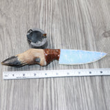 Deer Foot Handle Opalite Blade Ornamental Knife #0963     Mountain Man Knife