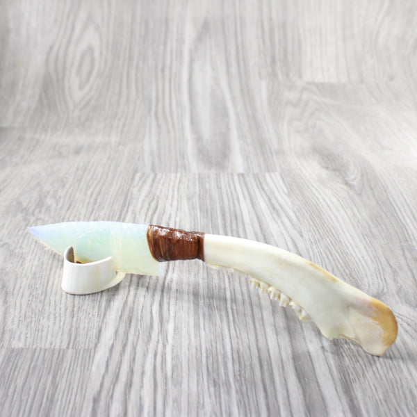 Deer Jaw Handle Opalite Blade Ornamental Knife #0655    Mountain Man Knife