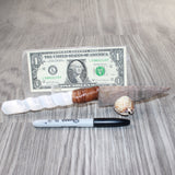 Selenite Spiral Handle Stone Blade Ornamental Knife #0063    Mountain Man Knife
