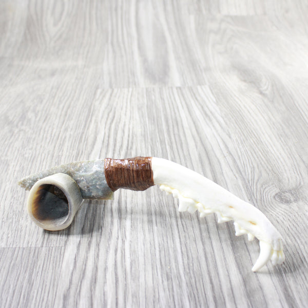 Coyote Jaw Handle Stone Blade Ornamental Knife #0855    Mountain Man Knife