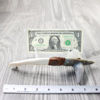 Coyote Jaw Handle Stone Blade Ornamental Knife #0855    Mountain Man Knife