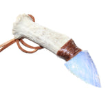 Antler Crown Handle Opalite  Blade Knife Necklace  #6063  Mountain Man Necklace