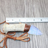 Antler Crown Handle Opalite  Blade Knife Necklace  #6063  Mountain Man Necklace