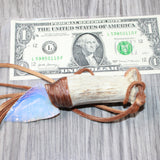 Antler Crown Handle Opalite  Blade Knife Necklace  #6063  Mountain Man Necklace