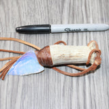 Antler Crown Handle Opalite  Blade Knife Necklace  #6063  Mountain Man Necklace