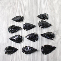 10 Large Obsidian Ornamental Arrowheads  #6855    Spearhead