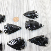 10 Large Obsidian Ornamental Arrowheads  #6855    Spearhead
