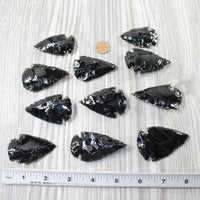 10 Large Obsidian Ornamental Arrowheads  #6855    Spearhead