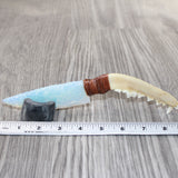 Coyote Jaw Handle Opalite Blade Ornamental Knife #1163     Mountain Man Knife