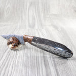 Orthoceras Fossil Handle Stone Blade Ornamental Knife #8855    Mountain Man Knife
