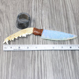 Coyote Jaw Handle Opalite Blade Ornamental Knife #1163     Mountain Man Knife