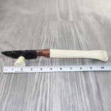 Deer Bone Handle Obsidian Blade Ornamental Knife #4163  Mountain Man Knife
