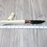 Deer Bone Handle Obsidian Blade Ornamental Knife #4163  Mountain Man Knife