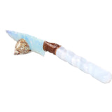 Selenite Spiral Handle Opalite Blade Ornamental Knife #3163     Mountain Man Knife