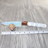 Selenite Spiral Handle Opalite Blade Ornamental Knife #3163     Mountain Man Knife