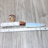 Selenite Spiral Handle Opalite Blade Ornamental Knife #3163     Mountain Man Knife