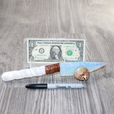 Selenite Spiral Handle Opalite Blade Ornamental Knife #3163     Mountain Man Knife