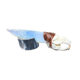 Muskrat Skull Handle Opalite Blade Ornamental Knife #3263     Mountain Man Knife