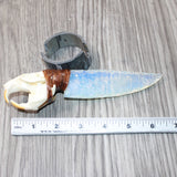 Muskrat Skull Handle Opalite Blade Ornamental Knife #3263     Mountain Man Knife