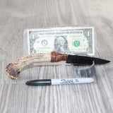 Deer Antler Crown Handle Obsidian Blade Ornamental Knife #2263  Mountain Man Knife