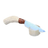 Elk Antler Handle Opalite Blade Ornamental Knife #2326     Mountain Man Knife