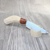 Elk Antler Handle Opalite Blade Ornamental Knife #2326     Mountain Man Knife