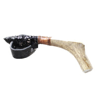 Elk Antler Handle Obsidian Blade Ornamental Knife #2055  Mountain Man Knife