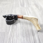 Elk Antler Handle Obsidian Blade Ornamental Knife #2055  Mountain Man Knife