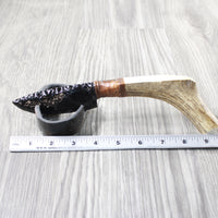 Elk Antler Handle Obsidian Blade Ornamental Knife #2055  Mountain Man Knife