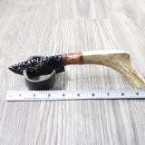 Elk Antler Handle Obsidian Blade Ornamental Knife #2055  Mountain Man Knife