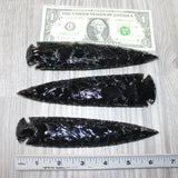 3 Obsidian Ornamental Spearheads  #5563     Arrowhead