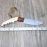 Coyote Jaw Handle Opalite Blade Ornamental Knife #6663     Mountain Man Knife