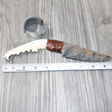 Coyote Jaw Handle Stone Blade Ornamental Knife #8663    Mountain Man Knife