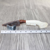 Small Deer Jaw Handle Stone Blade Ornamental Knife # 8663   Mountain Man Knife