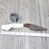 Small Deer Jaw Handle Stone Blade Ornamental Knife # 8663   Mountain Man Knife