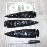3 Obsidian Ornamental Spearheads  #2663     Arrowhead