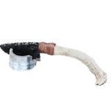 Deer Antler Crown Handle Obsidian Blade Ornamental Knife #8663  Mountain Man Knife