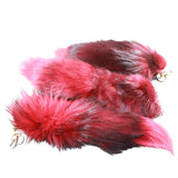 3 Dyed Red Silver Fox Tail Key Rings #3355  Taxidermy Keychain Tassel Bag Tag