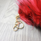3 Dyed Red Silver Fox Tail Key Rings #3355  Taxidermy Keychain Tassel Bag Tag