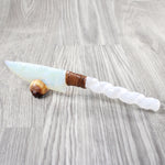 Selenite Spiral Handle Opalite Blade Ornamental Knife #3455    Mountain Man Knife