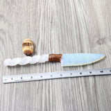 Selenite Spiral Handle Opalite Blade Ornamental Knife #3455    Mountain Man Knife