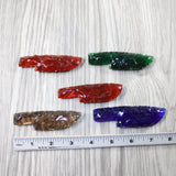 5 Small Glass Ornamental Knife Blades  #2145 Mountain man knife