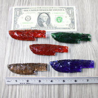 5 Small Glass Ornamental Knife Blades  #2145 Mountain man knife