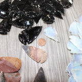 100 Large Ornamental Arrowheads  #armory63     65 opalite. 25 obsidian 10 stone